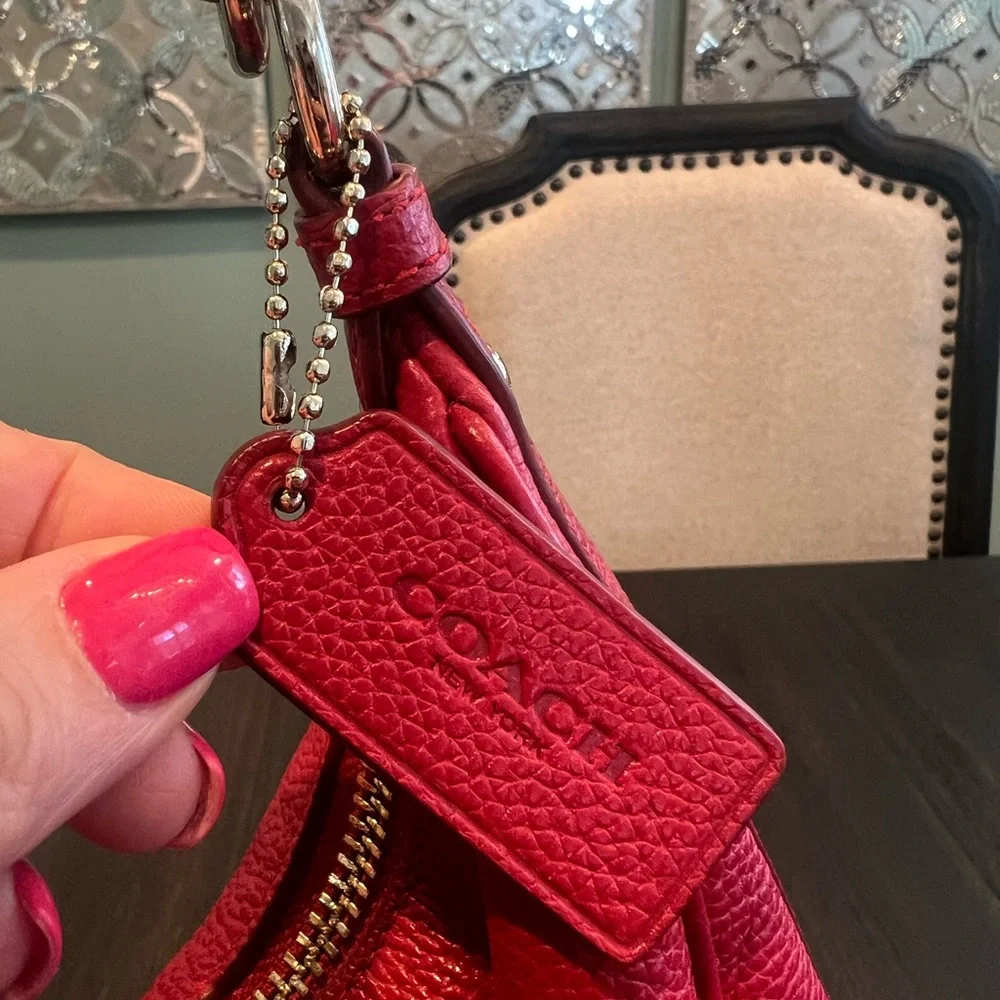 Coach Pebbled Leather Red Hobo Bag